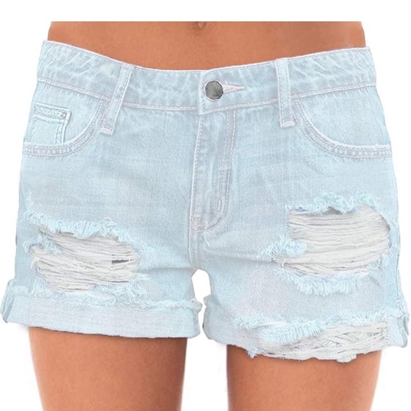Denim - NWT Midrise ripped stretchy denim shorts